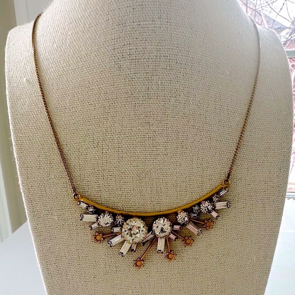 Gold-tone Starburst Necklace with Crystal Clear Round and Baguette Cryst… - Picture 5 of 12